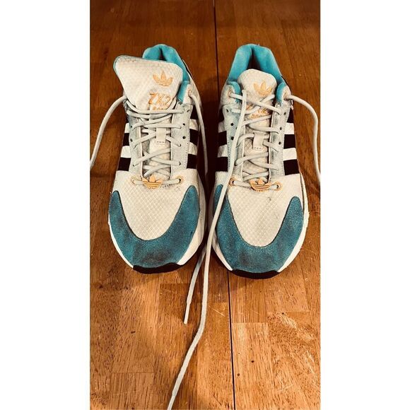 Adidas ZX 22 Boost White Plus Blue Gold Mens Sneakers SZ 8.5 - Picture 7 of 15